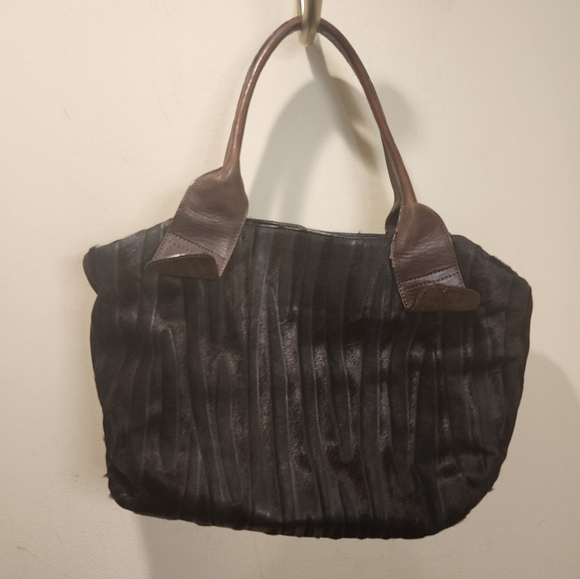 Abro made in Italy Vintage Leather Fur black and Brown Shoulder bag - Picture 7 of 12